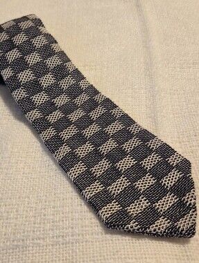 Primavera By Tie Rack 100% Silk Knit Tie Black White Check Italy